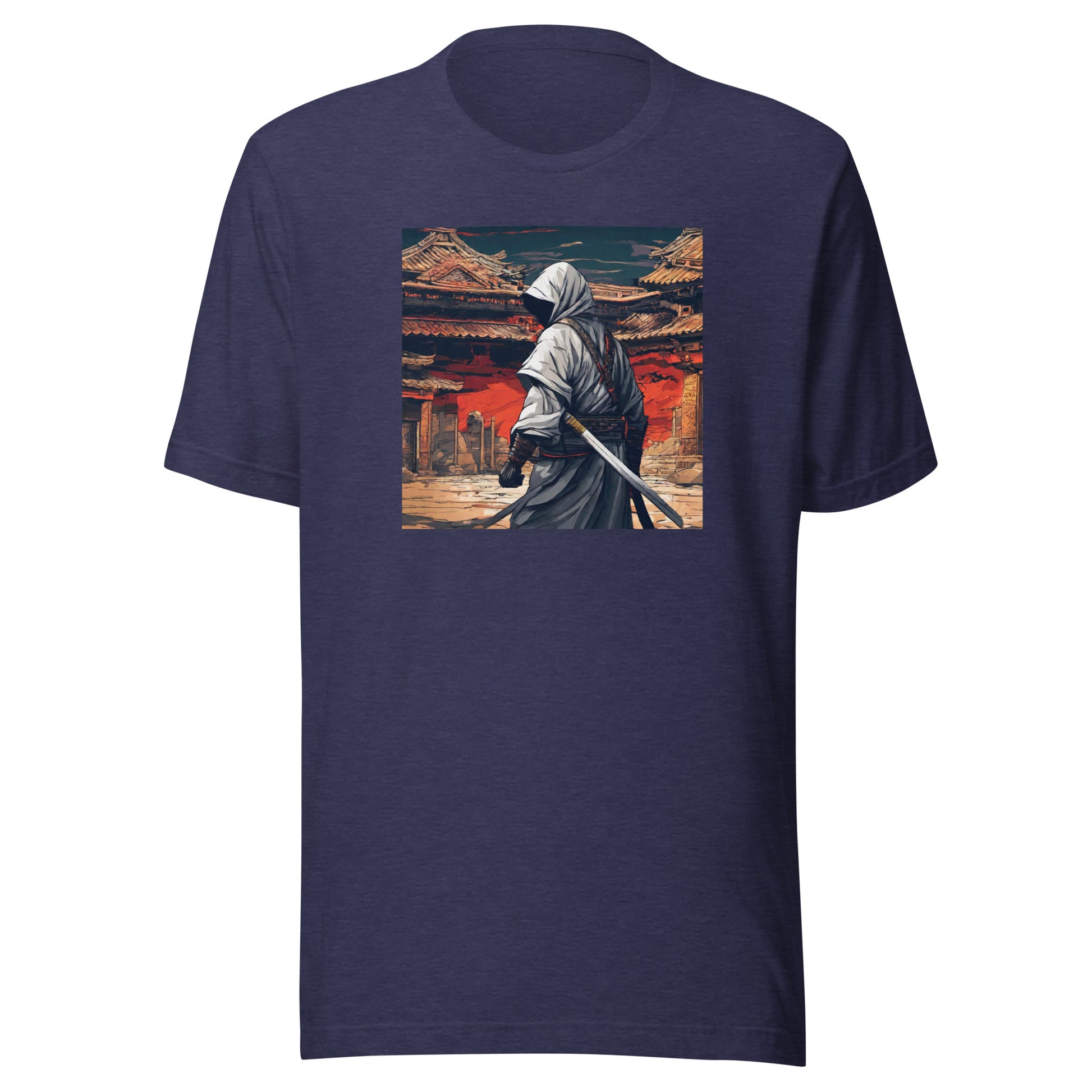 Shadowy Samurai Men's Anime T-Shirt Heather Midnight Navy