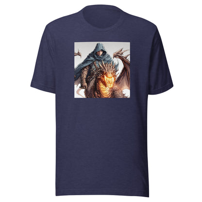 Hooded Knight, Fiery Dragon Men's Anime T-Shirt Heather Midnight Navy