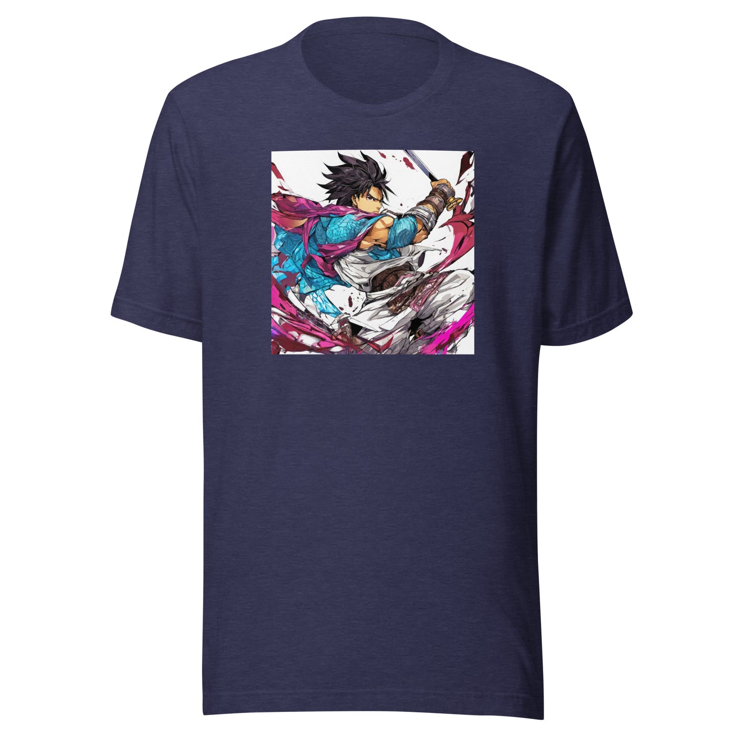 Mighty Fighter Men's Anime T-Shirt Heather Midnight Navy