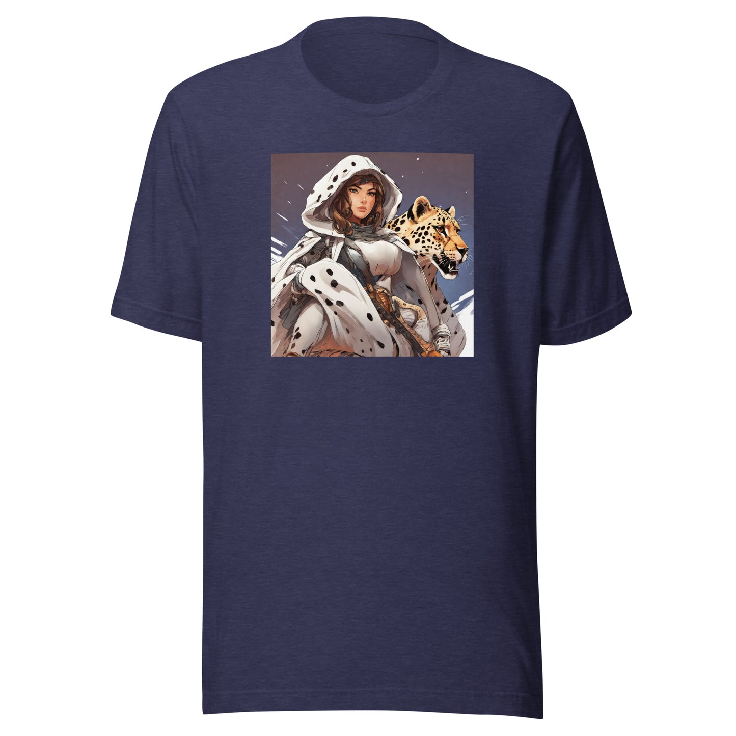 Leopard Queen Men's Anime T-Shirt Heather Midnight Navy