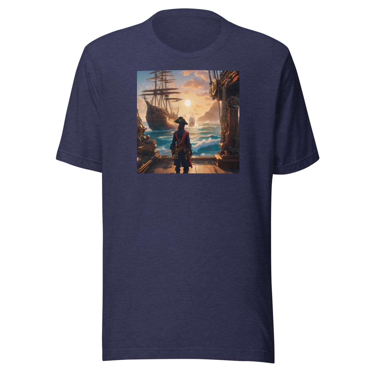 The Captain Awaits Men's Anime T-Shirt Heather Midnight Navy