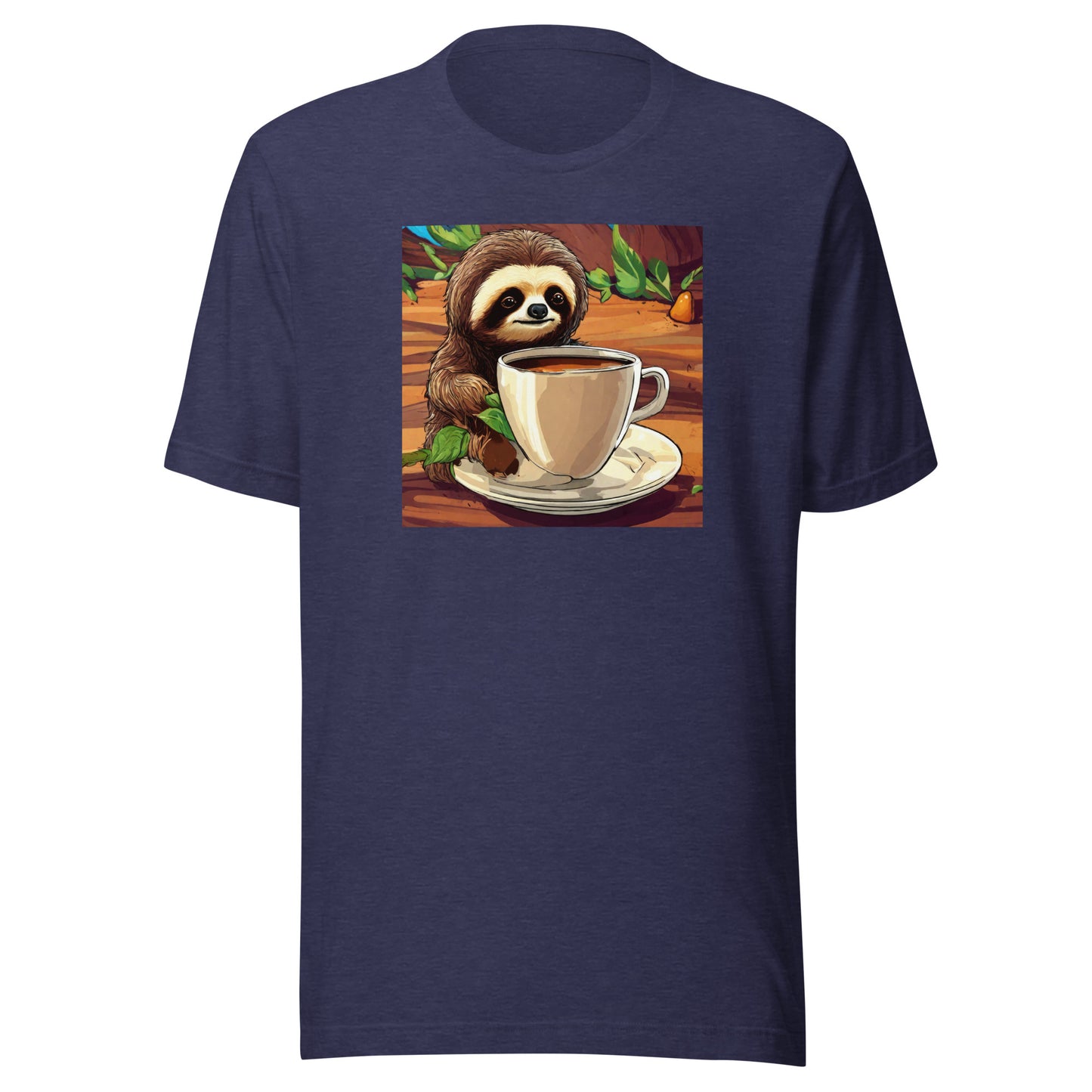 Slow Morning Men's Funny Sloth T-Shirt Heather Midnight Navy