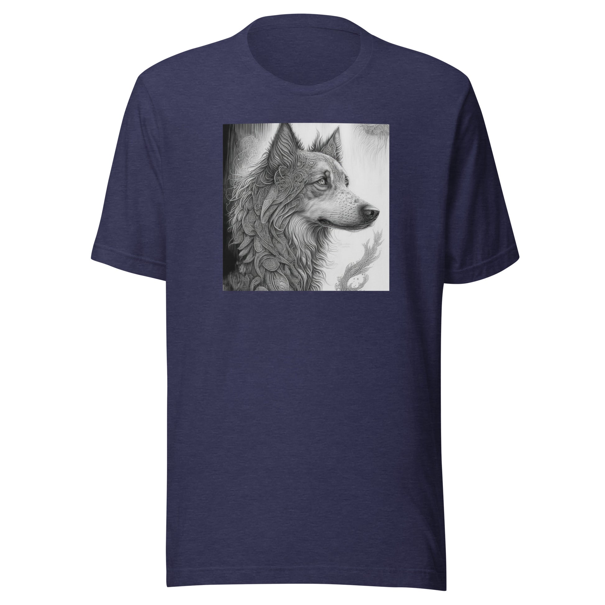 Serene Wolf Men's Graphic Tee Heather Midnight Navy