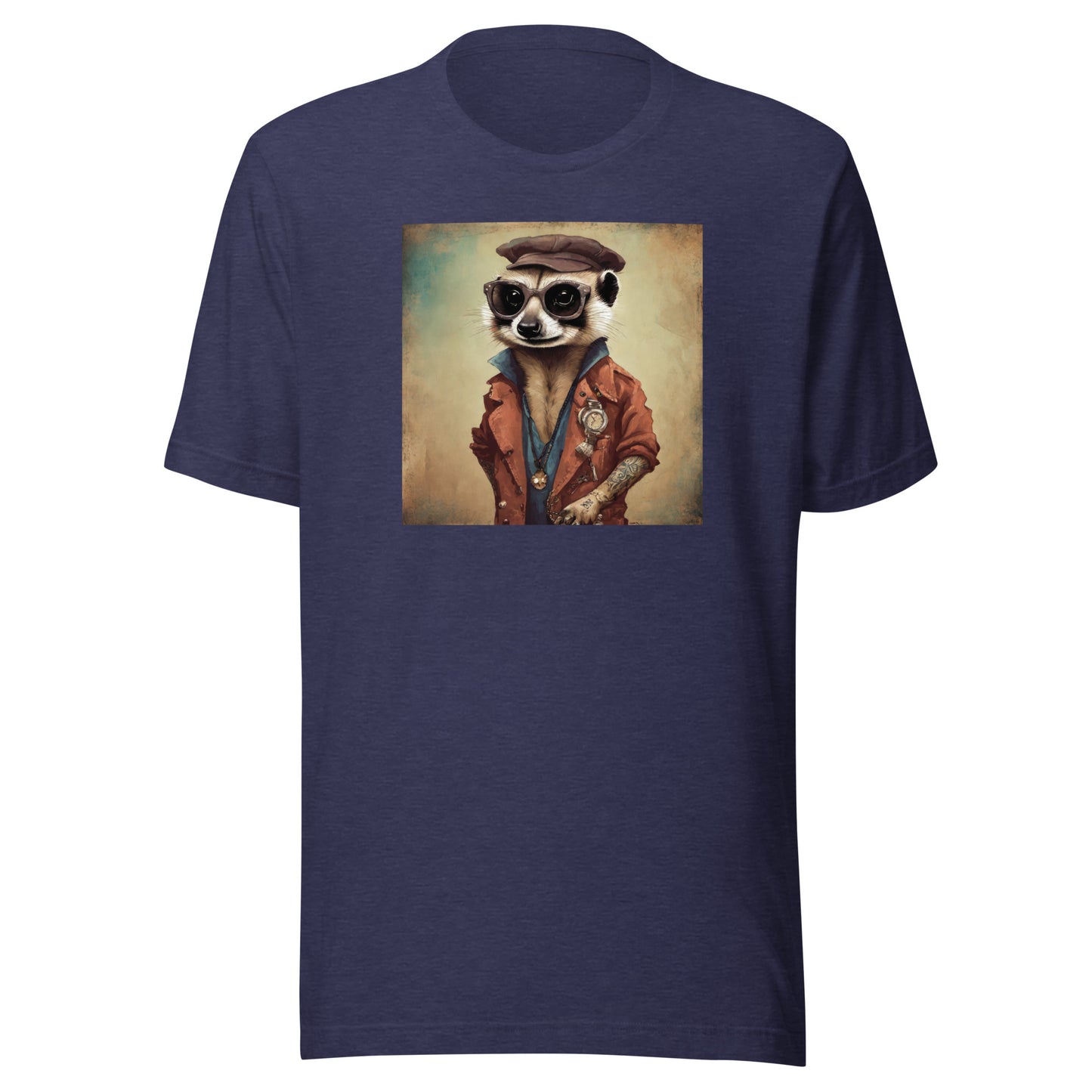 Hipster Ferret with Tattoos Men's Funny T-Shirt Heather Midnight Navy