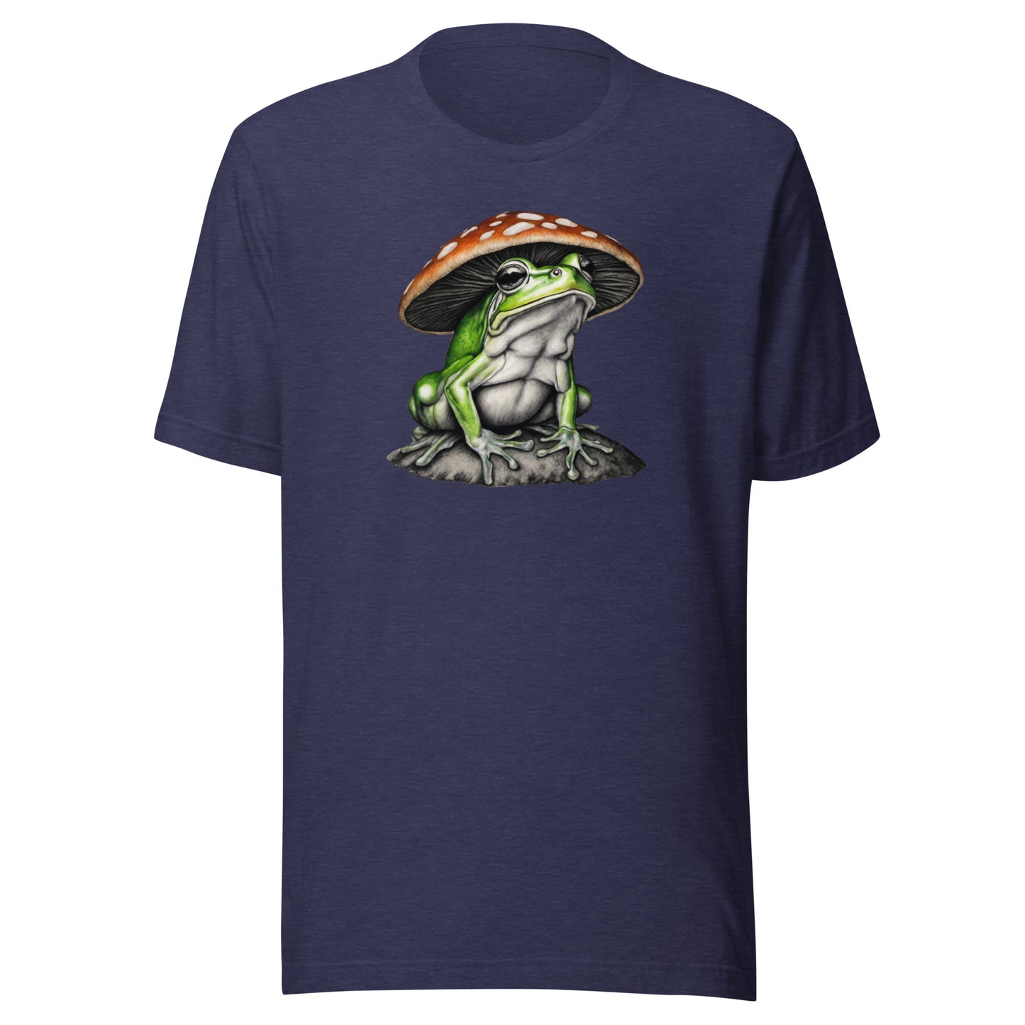 Frog in Shroom Cap Men's Graphic Tee Heather Midnight Navy