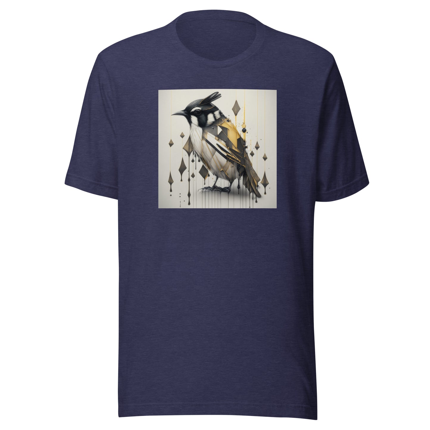 Geometric Chickadee Bird Men's Graphic Tee Heather Midnight Navy