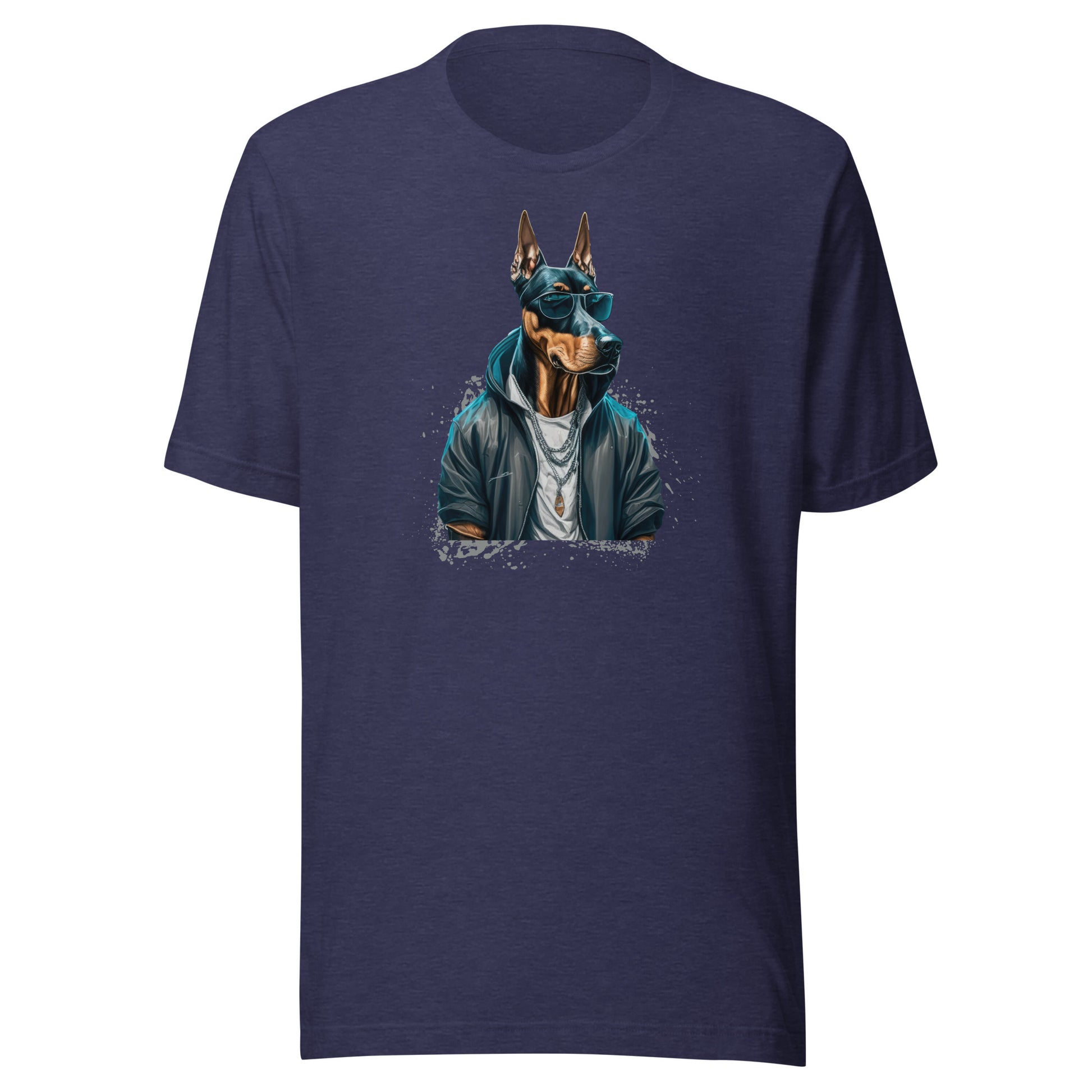 Dobermann in Shades Men's Dog Tee Heather Midnight Navy