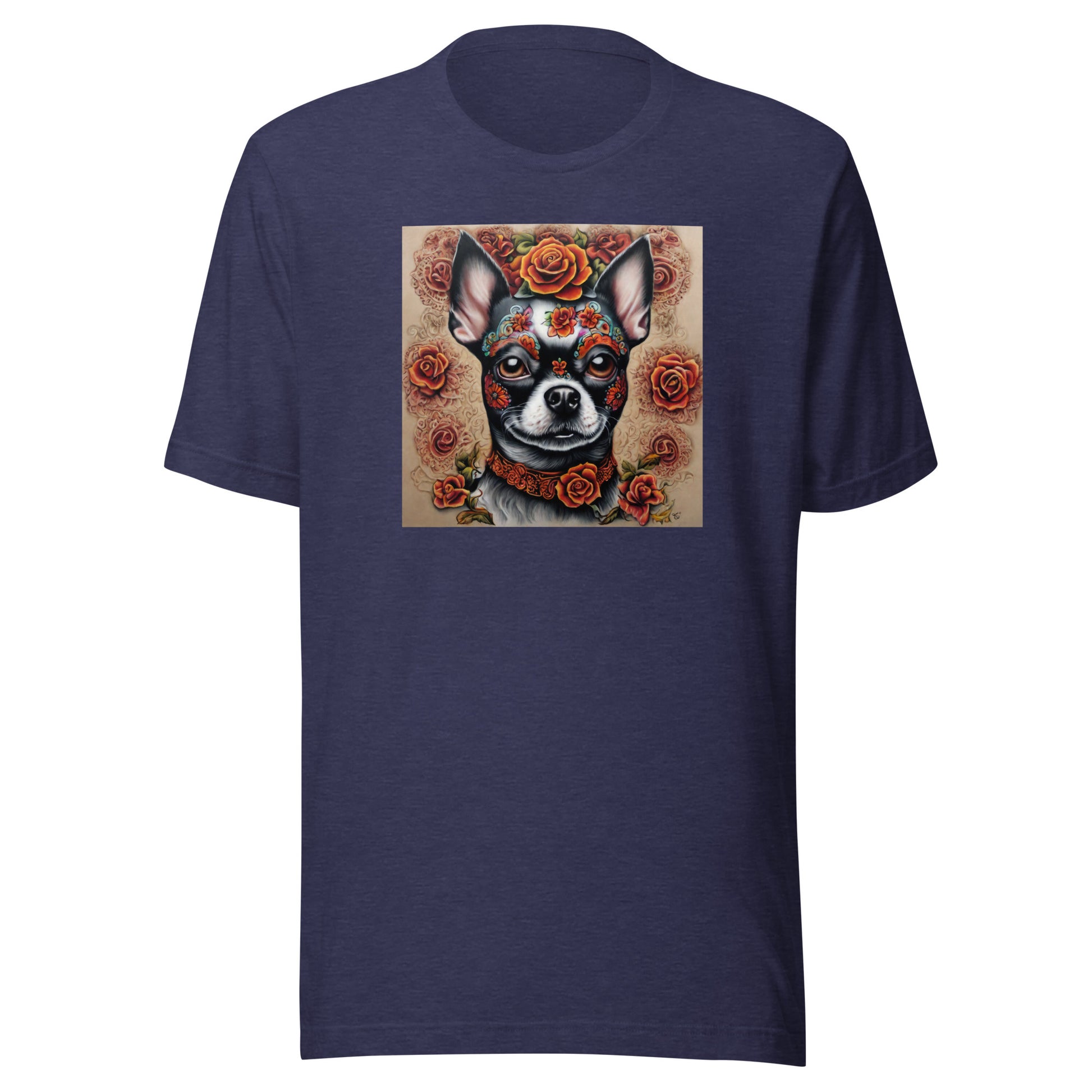 Day of the Dead Chihuahua Men's Dog Lover T-Shirt Heather Midnight Navy