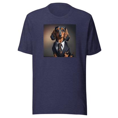 Dapper Dachshund Men's Dog Lover T-Shirt Heather Midnight Navy