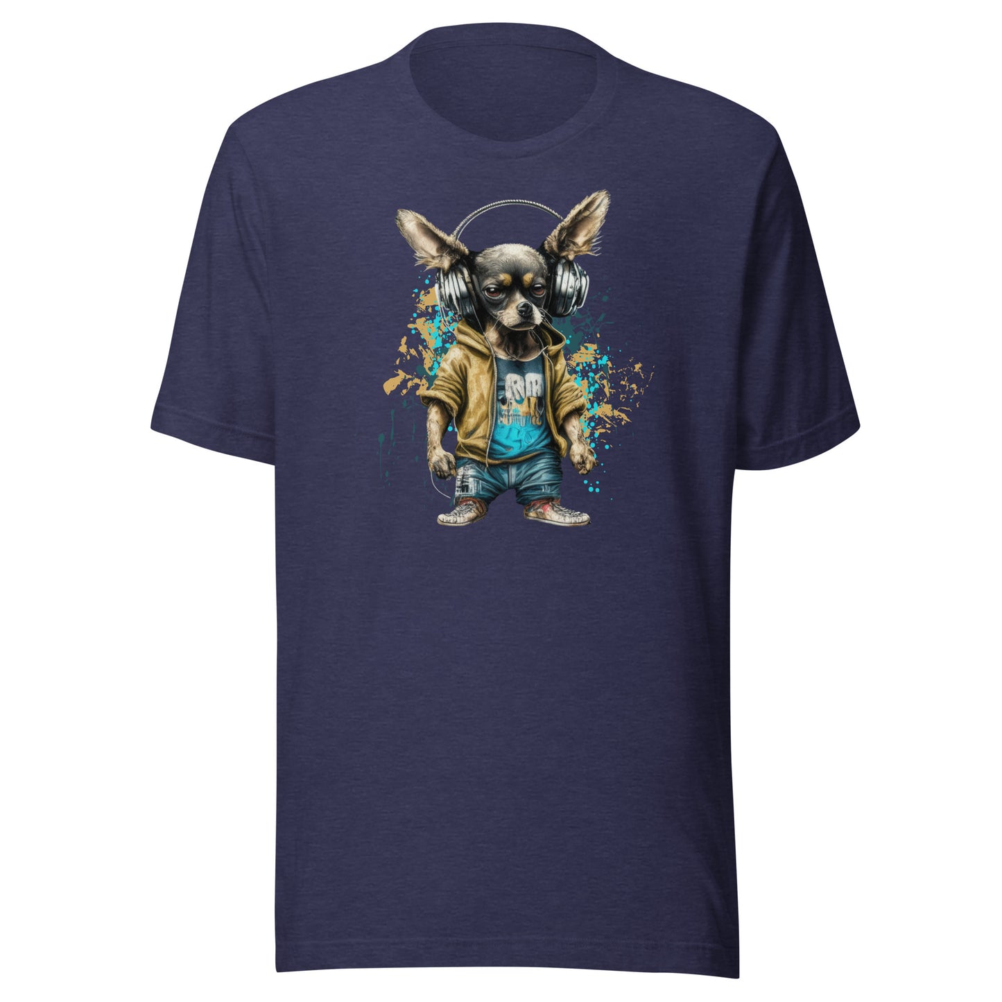 Cool Beats Chihuahua Men's Animal T-Shirt Heather Midnight Navy