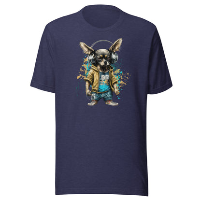 Cool Beats Chihuahua Men's Animal T-Shirt Heather Midnight Navy