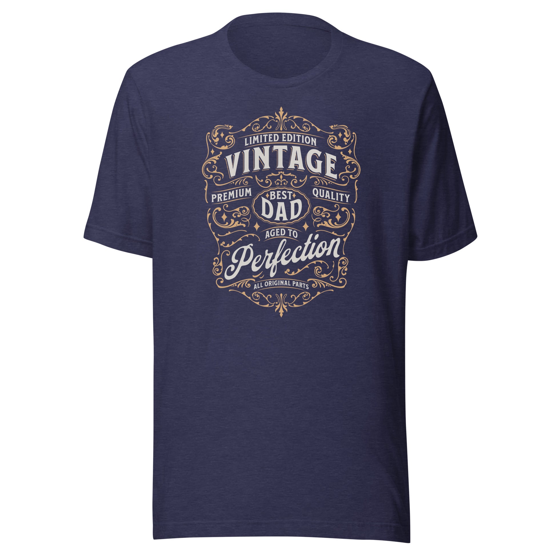 Vintage Dad Aged to Perfection T-Shirt Heather Midnight Navy