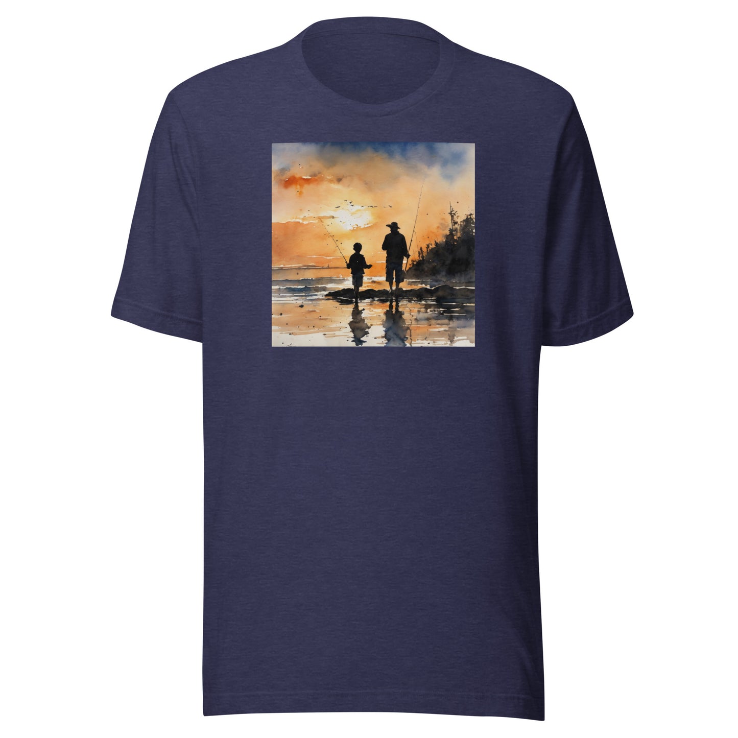 Fishing Days with Dad T-Shirt Heather Midnight Navy