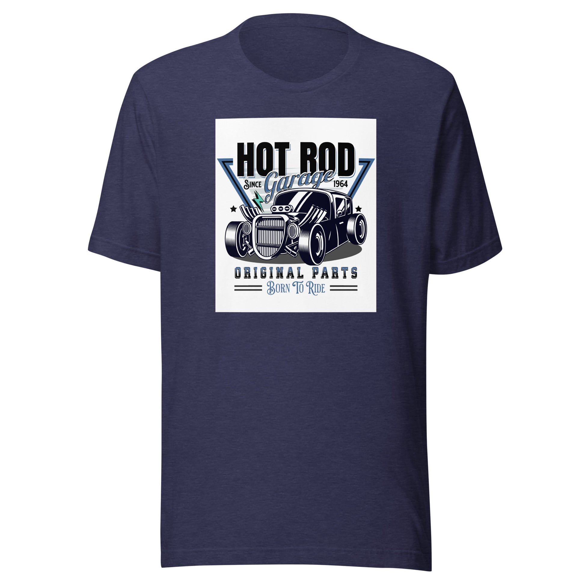 Hot Rod Garage Dad Shirt Heather Midnight Navy