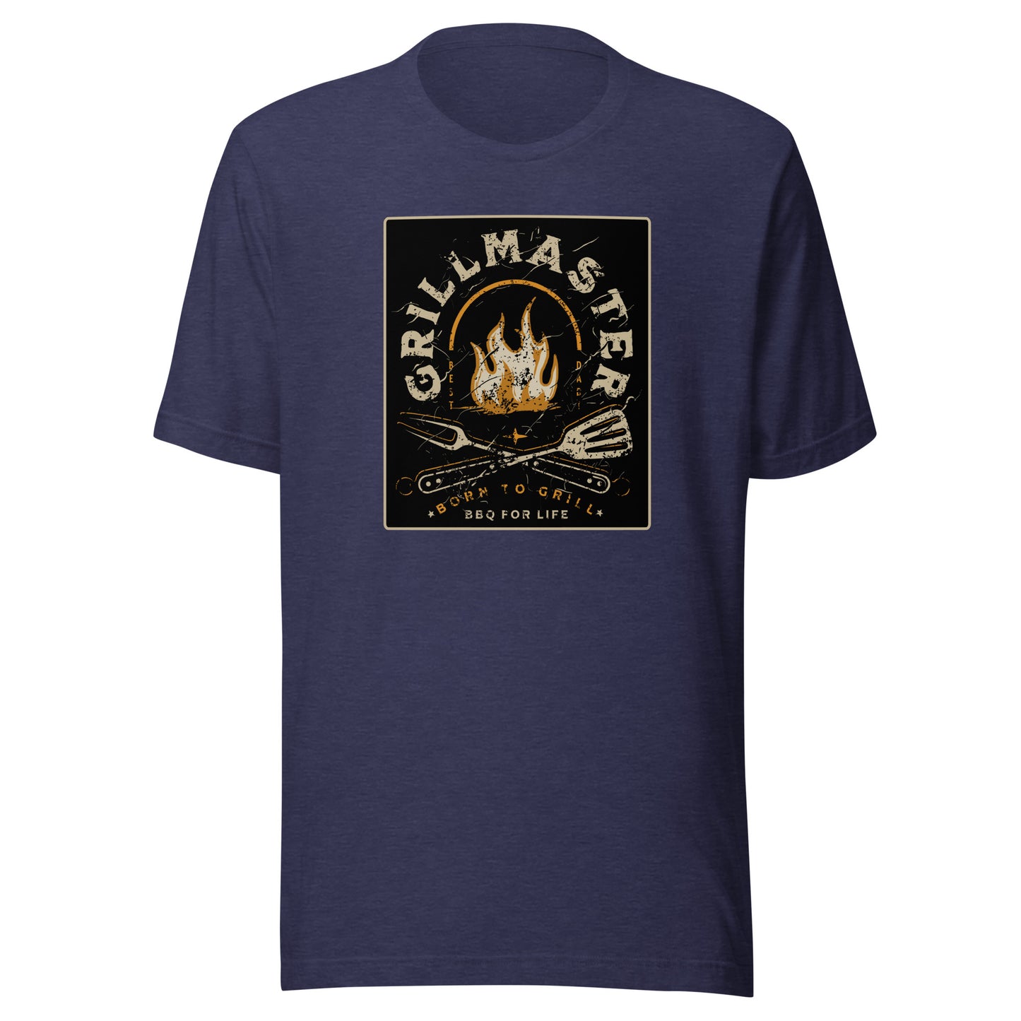 Grillmaster Shirt for Dad Heather Midnight Navy