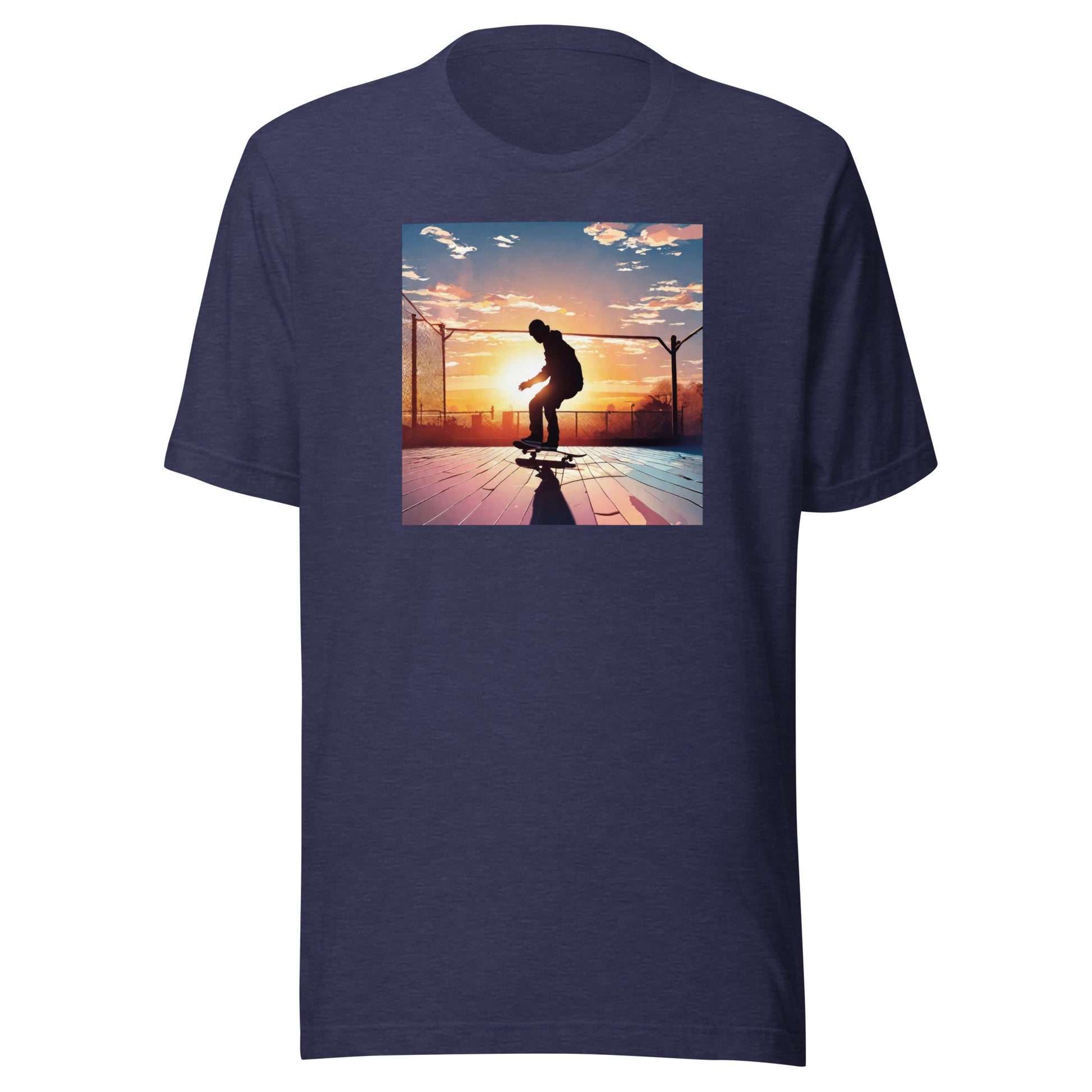 Skateboarding in the Sunset Men's T-Shirt Heather Midnight Navy