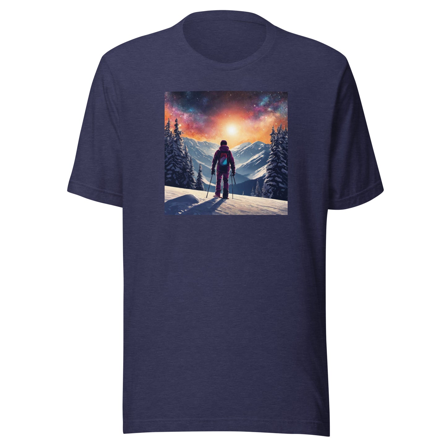 Peak of the Mountain Men's Skiing T-Shirt Heather Midnight Navy