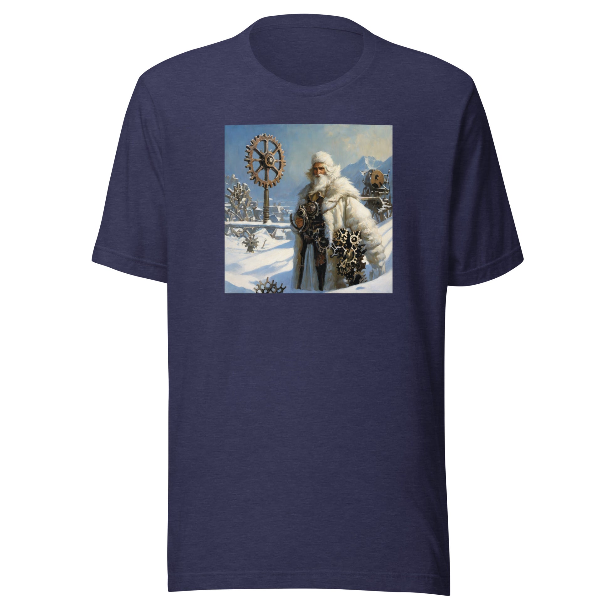 Frosty St Nick Santa Winter Christmas T-Shirt for Men Heather Midnight Navy