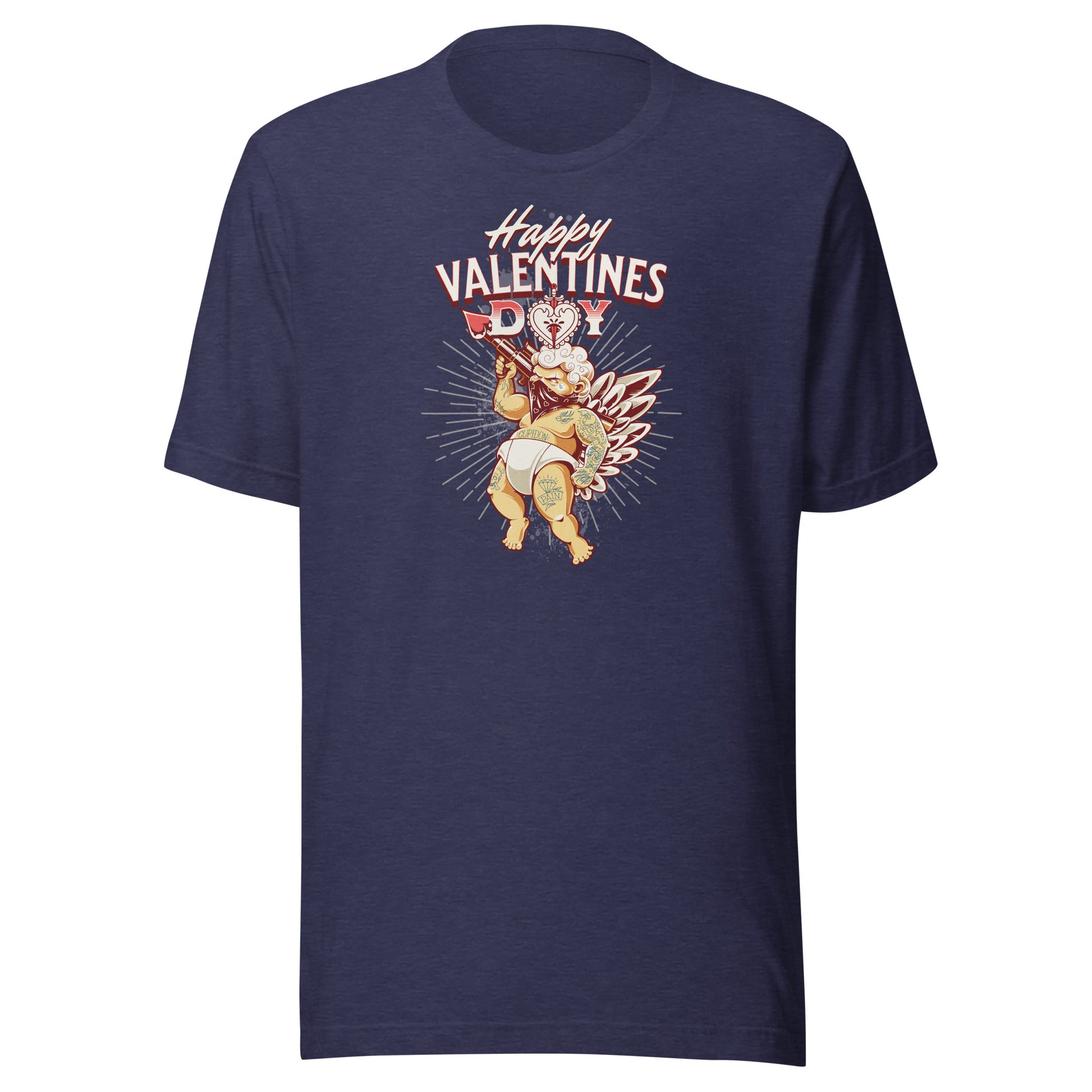 Inked Cupid Men's Valentine's Day T-Shirt Heather Midnight Navy