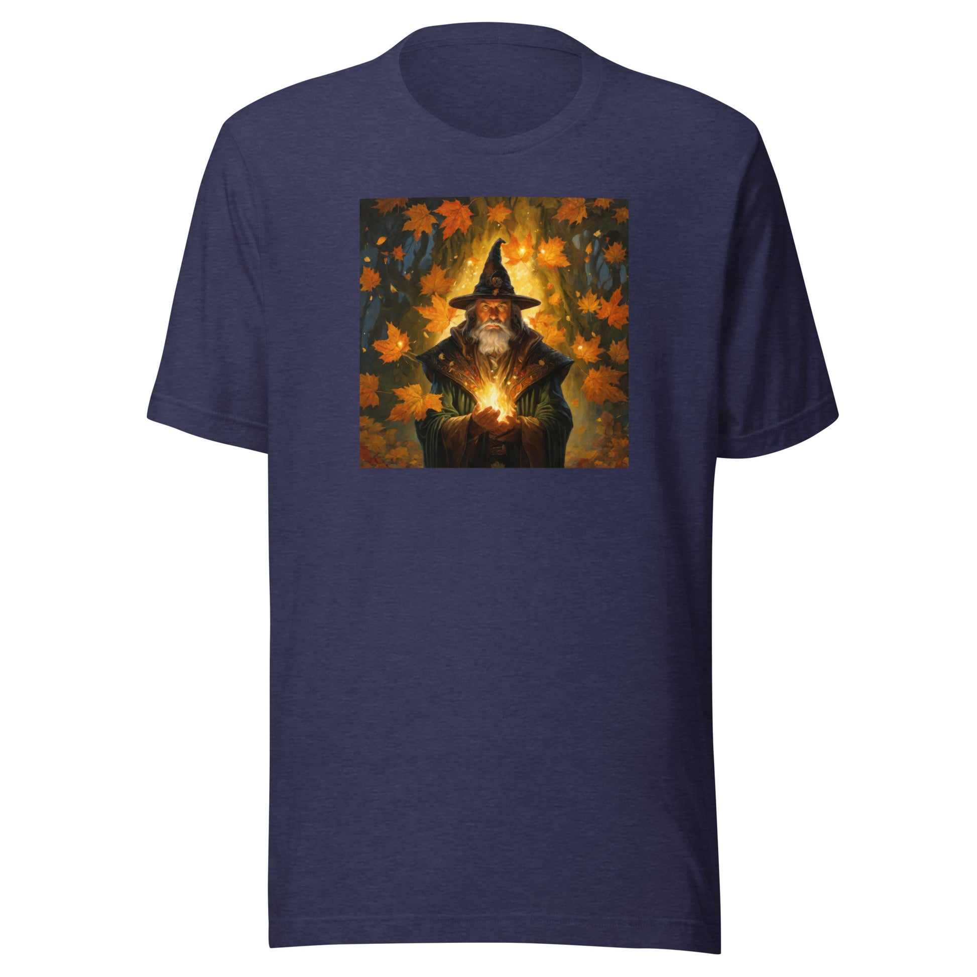 Autumn Wizard Making Fall Leaves Men's Graphic Tee Heather Midnight Navy