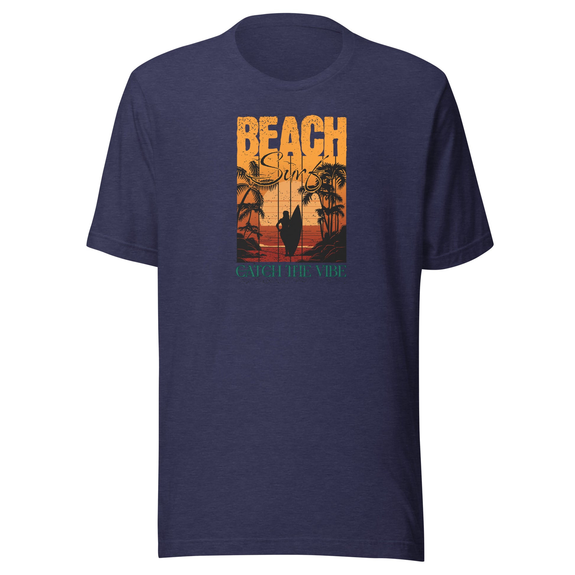 Catch the Beach Vibe Surfing Men's T-Shirt Heather Midnight Navy