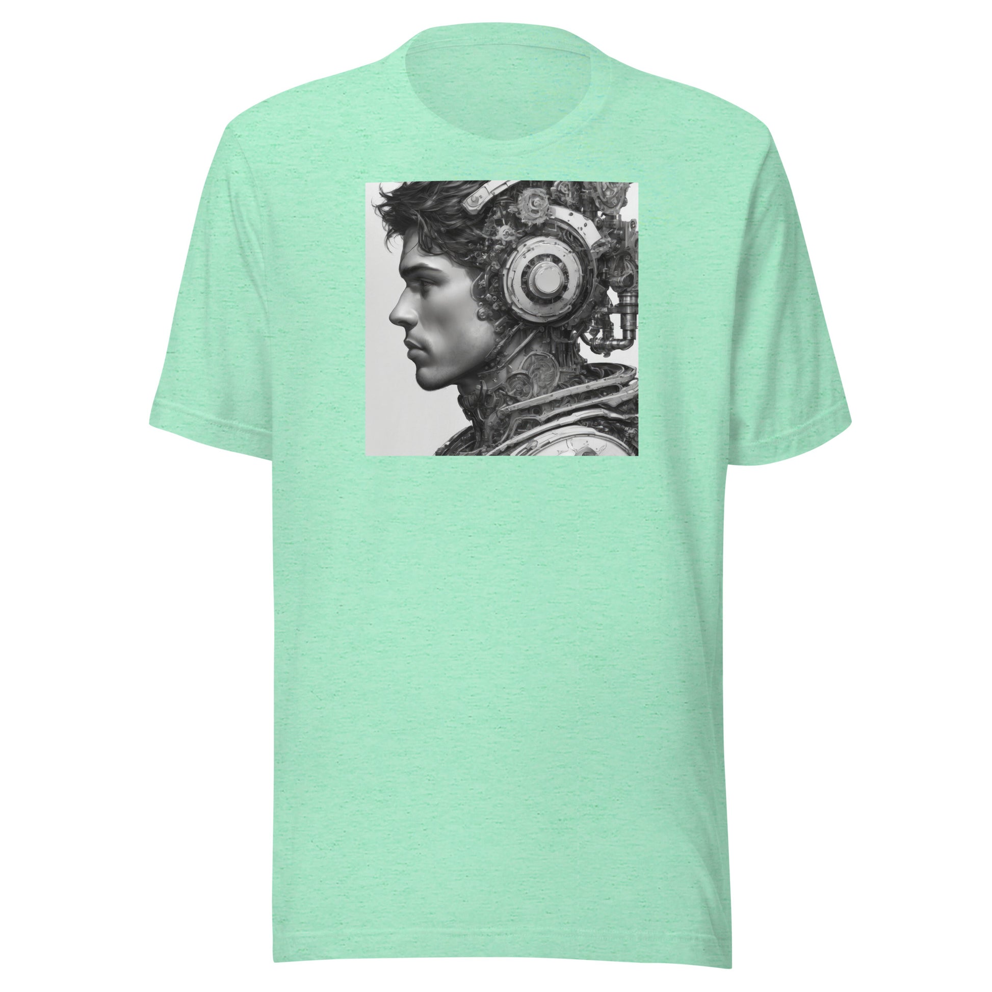 Bio-Mechanical Man Men's Sci-Fi T-Shirt Heather Mint