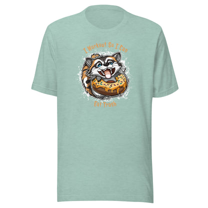 Raccoon Workout Men's Funny T-Shirt Heather Prism Dusty Blue