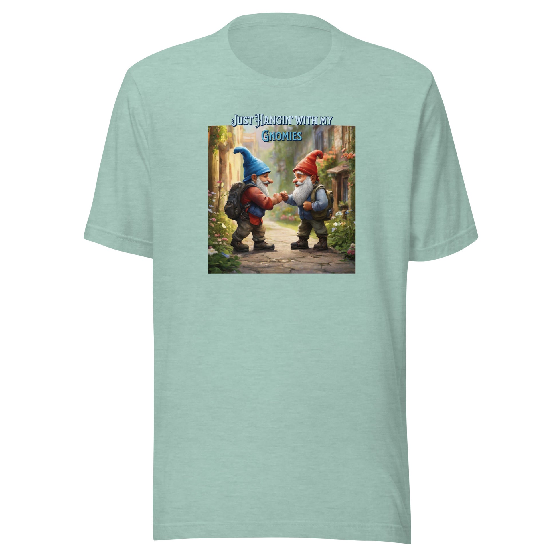 Just Hangin' with my Gnomies Men's Funny T-Shirt Heather Prism Dusty Blue