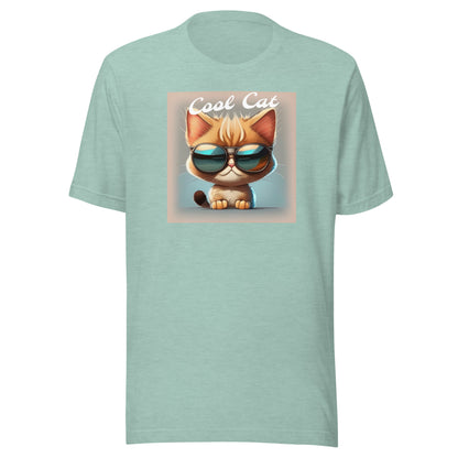 Cool Cat Men's Funny T-Shirt Heather Prism Dusty Blue