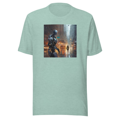 Cyborg in the City Men's Sci-Fi T-Shirt Heather Prism Dusty Blue