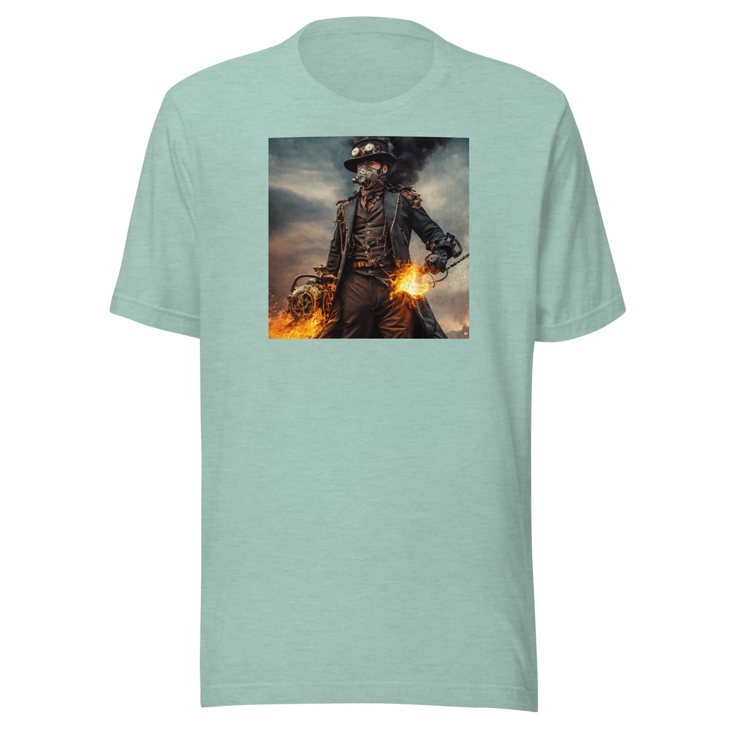 Dapper Pyro Men's Steampunk T-Shirt Heather Prism Dusty Blue