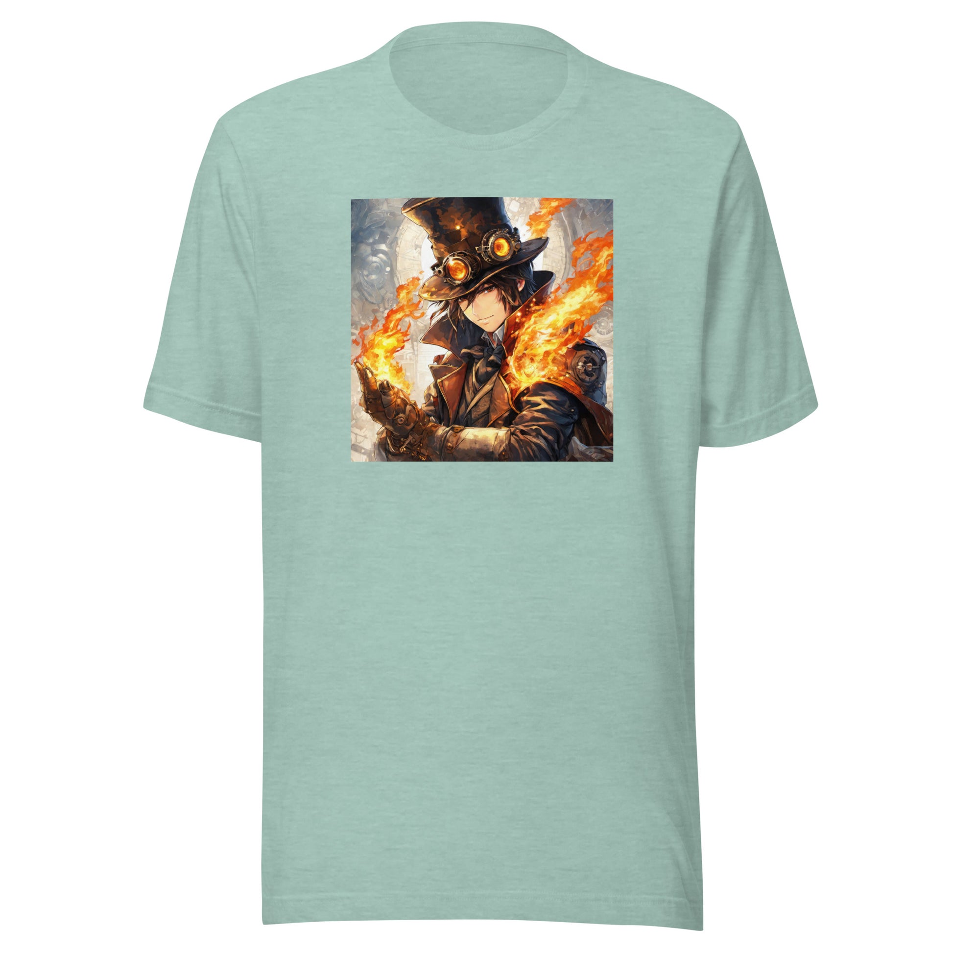 Steampunk Firebender Men's Anime T-Shirt Heather Prism Dusty Blue