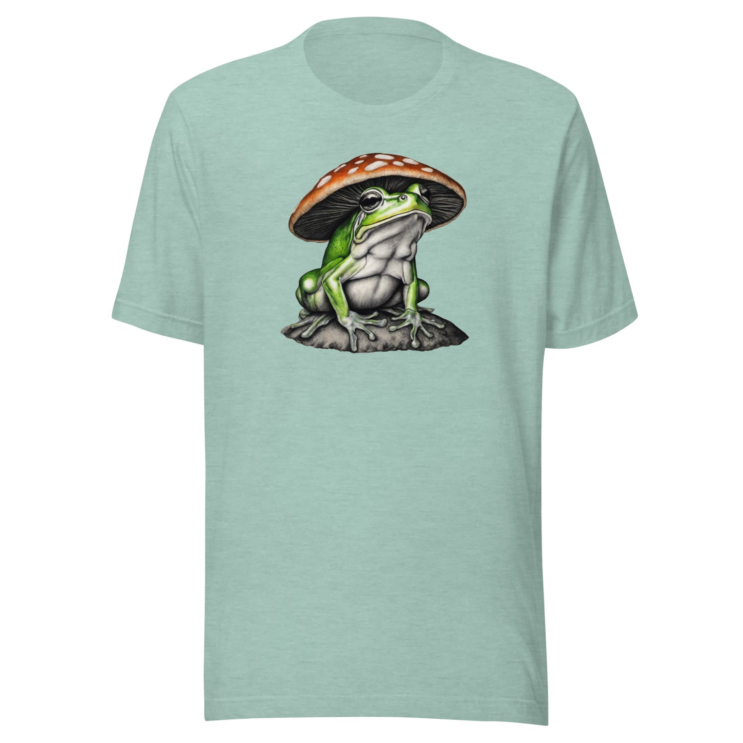 Frog in Shroom Cap Men's Graphic Tee Heather Prism Dusty Blue