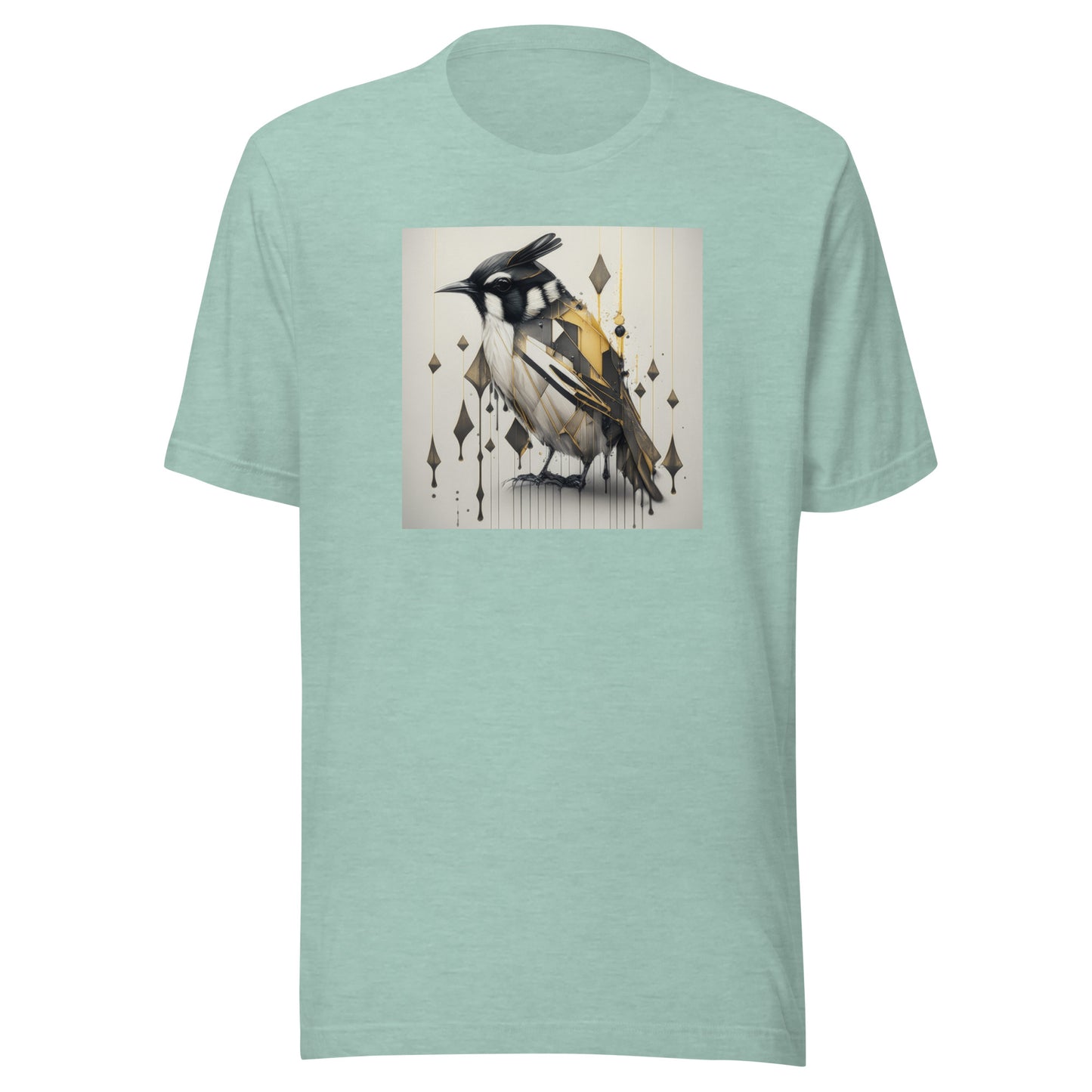 Geometric Chickadee Bird Men's Graphic Tee Heather Prism Dusty Blue