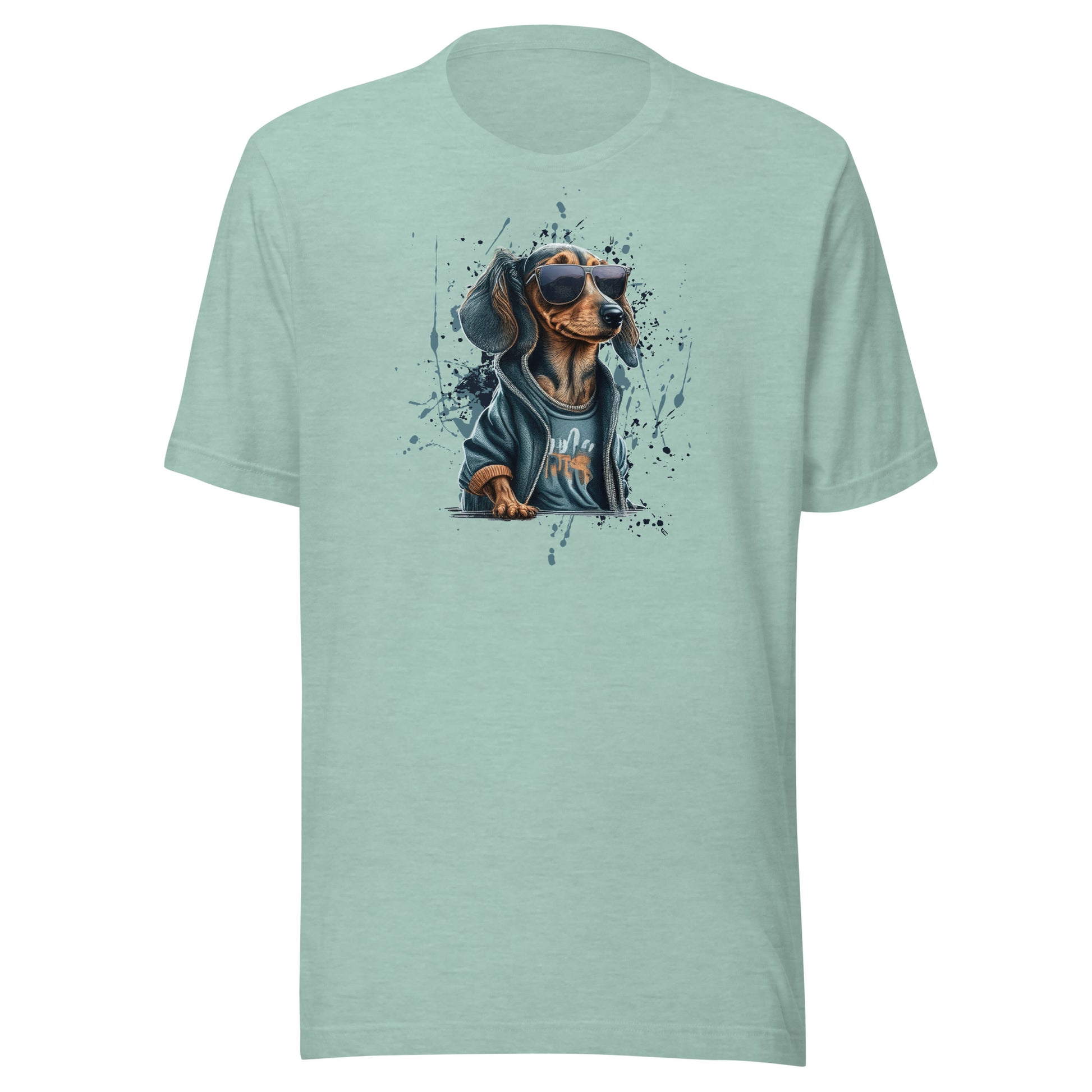 Cool Dachshund in Sunglasses Men's Dog T-Shirt Heather Prism Dusty Blue