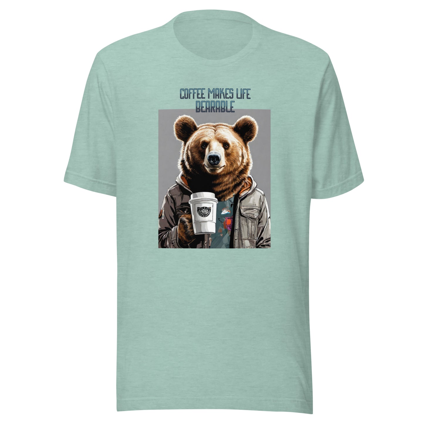 Coffee Makes Life Bearable Men's Funny T-Shirt Heather Prism Dusty Blue