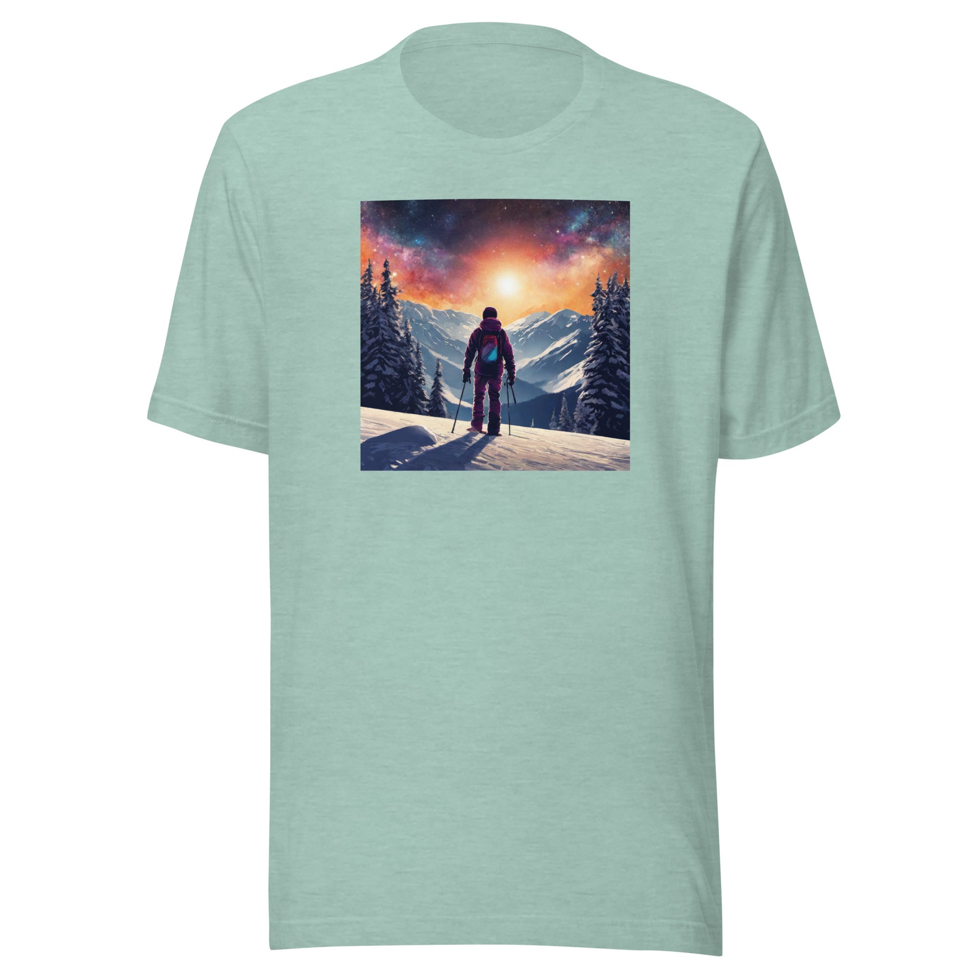 Peak of the Mountain Men's Skiing T-Shirt Heather Prism Dusty Blue