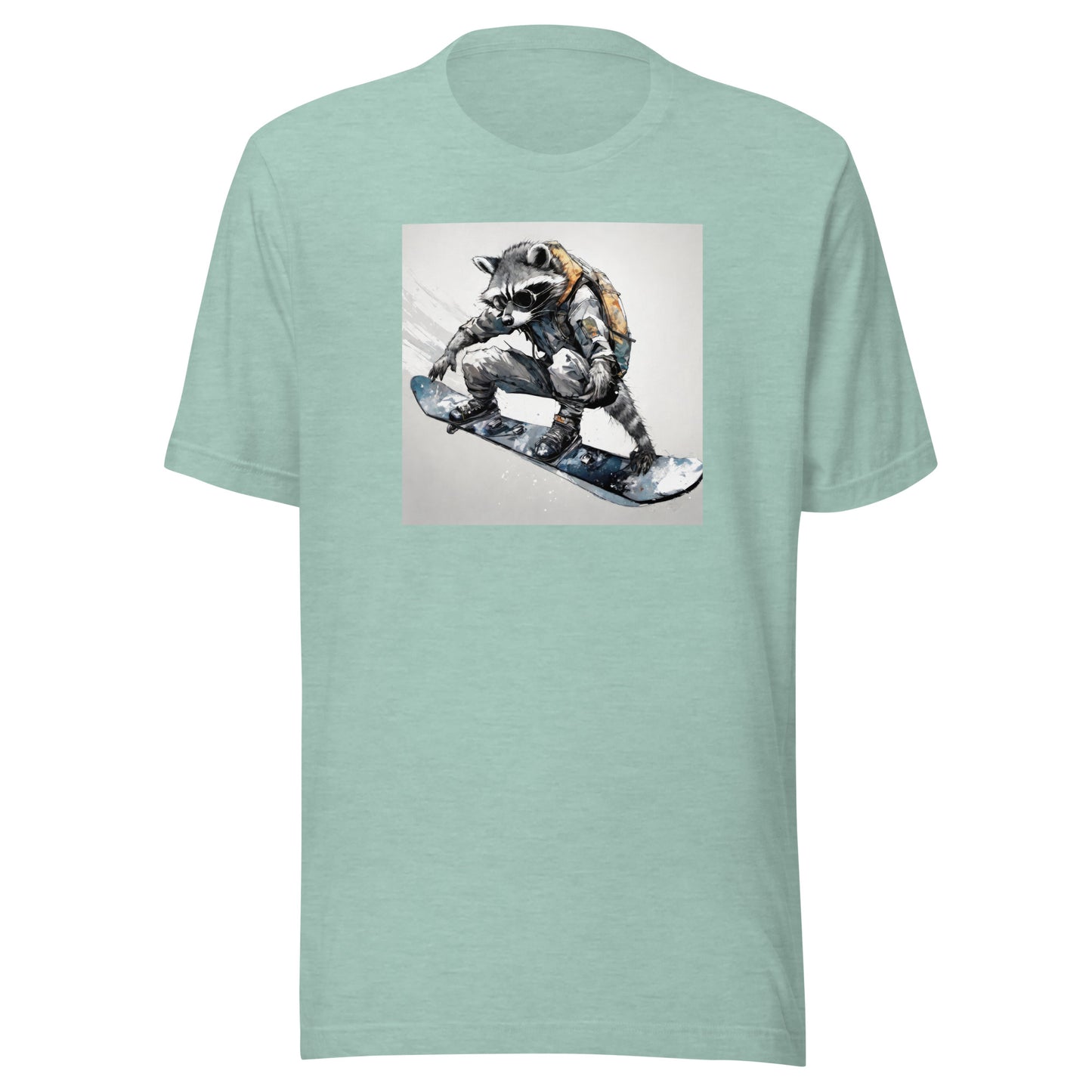 Raccoon Snowboarder Men's T-Shirt Heather Prism Dusty Blue