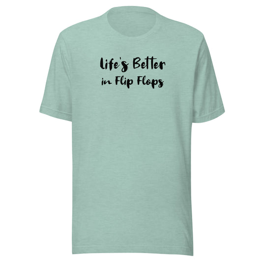 Life's Better in Flip-Flops Men's Summer T-Shirt Heather Prism Dusty Blue