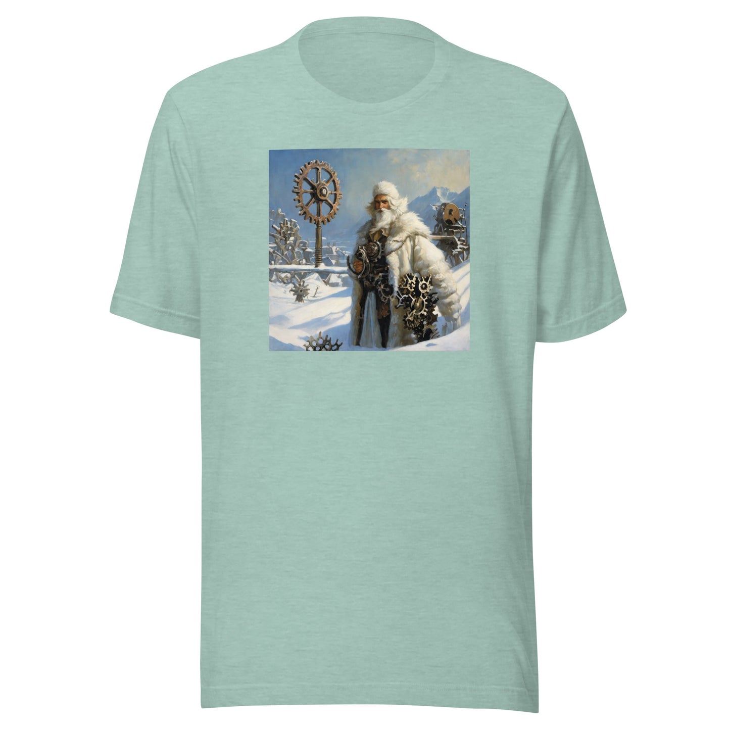 Frosty St Nick Santa Winter Christmas T-Shirt for Men Heather Prism Dusty Blue