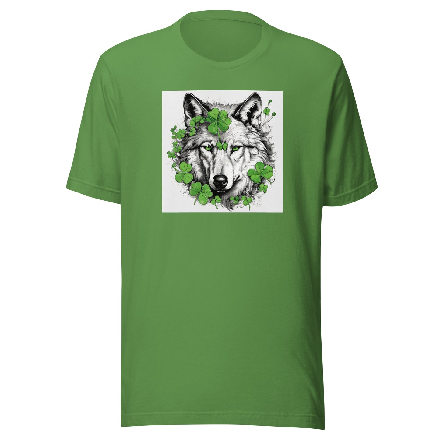 Wolf & Shamrock Lucky St Patrick's Day Men's T-Shirt Leaf