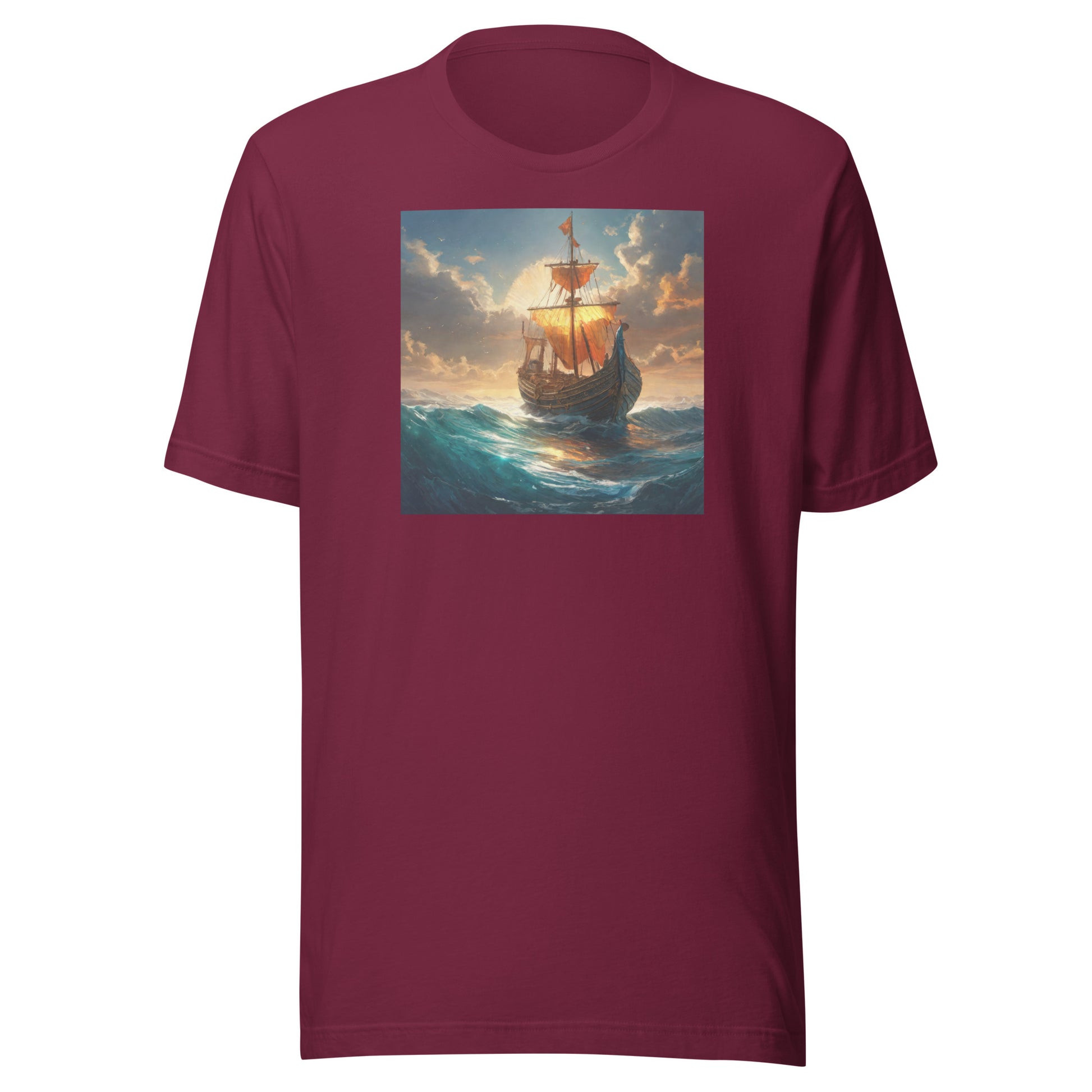 Sunset Ship Men's T-Shirt Maroon