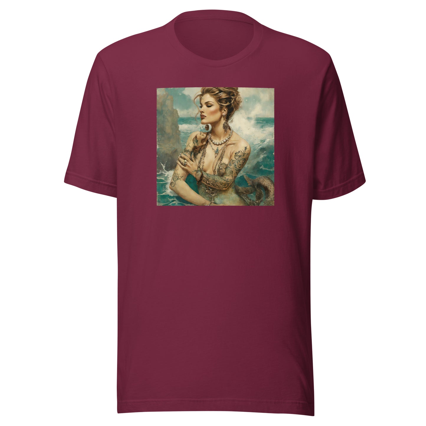 Mermaid with Tattoos Men's T-Shirt Maroon