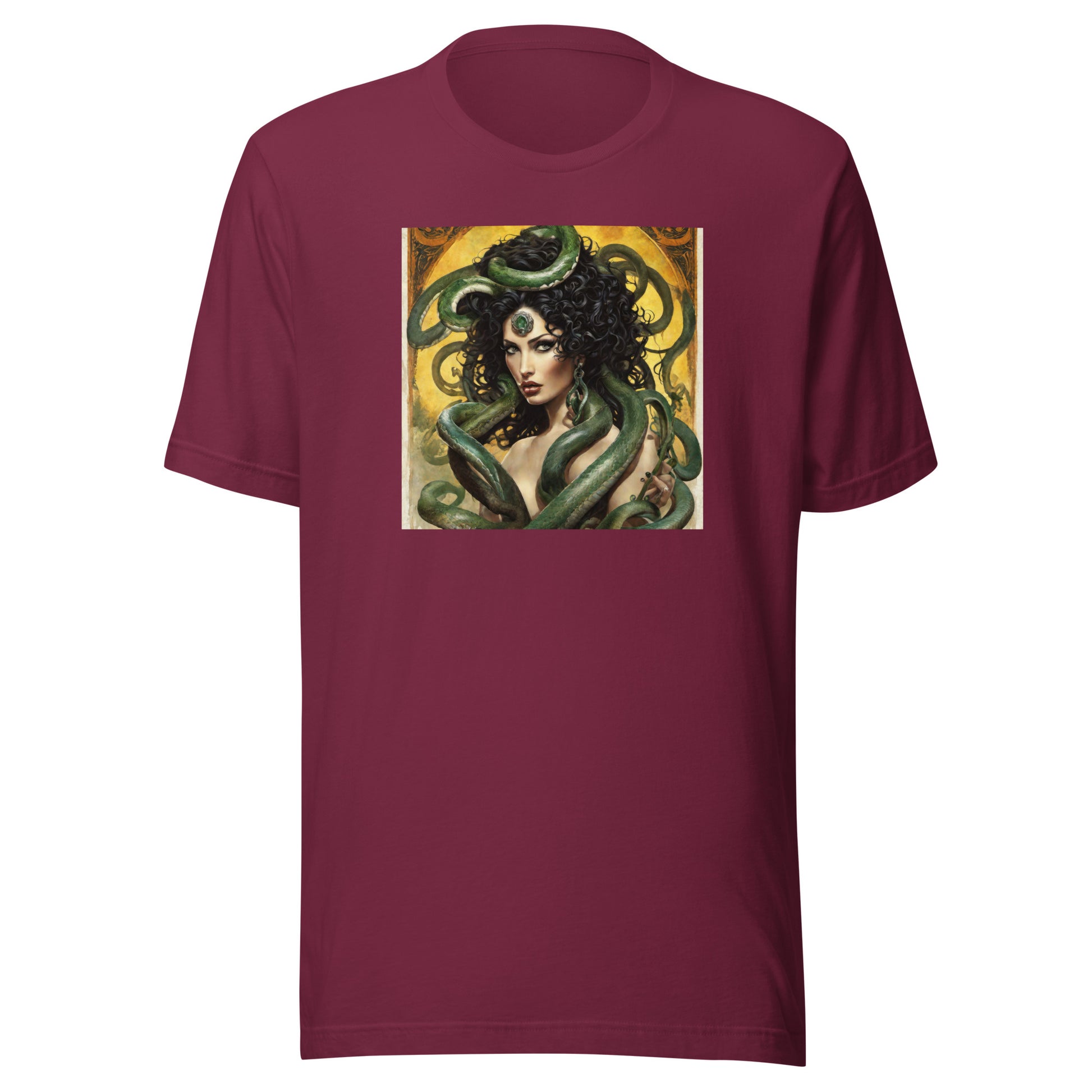 Enchanting Medusa Men's Mythology T-Shirt Maroon