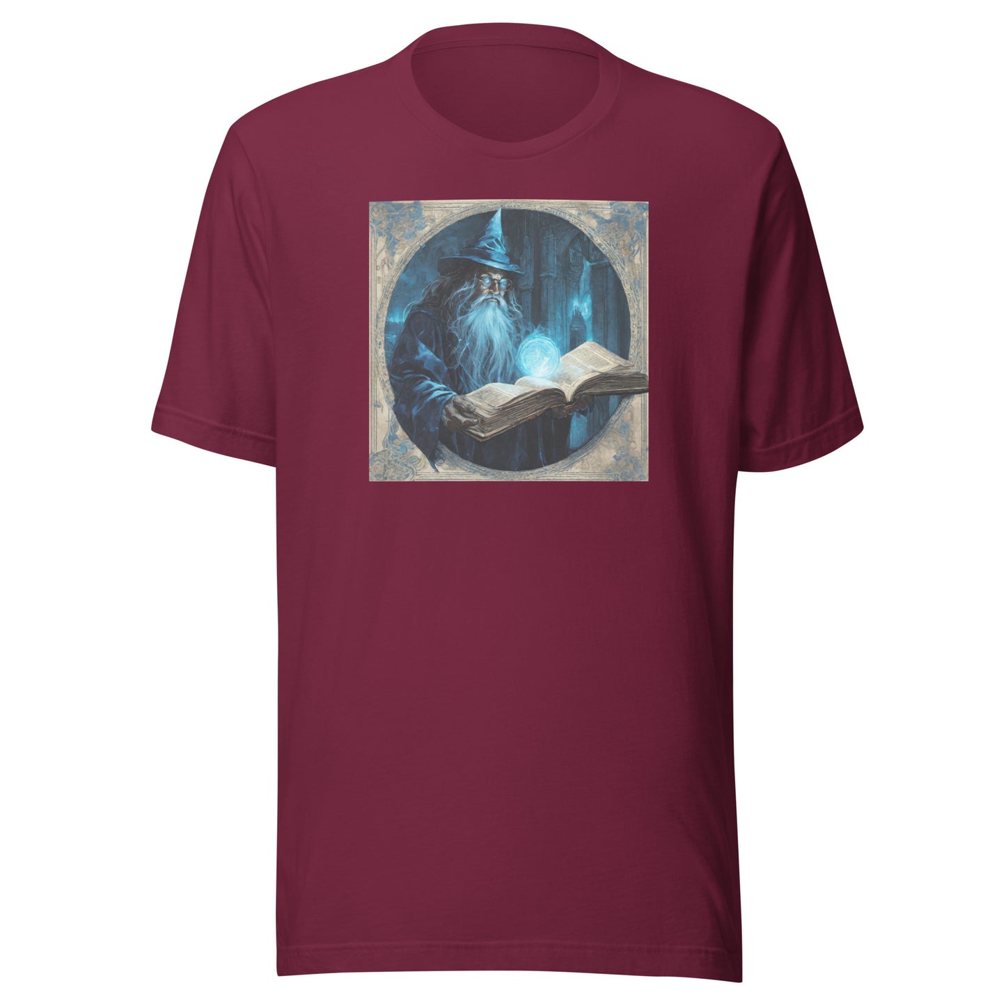 Wizard with Spell Book Men's T-Shirt Maroon