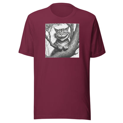 Cheshire Cat in a Tree Men's Alice in Wonderland T-Shirt Maroon