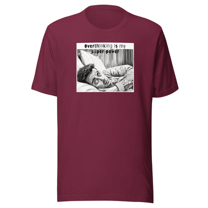 Overthinking Insomniac Men's Funny T-Shirt Maroon