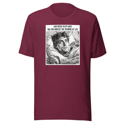 Late Night Analyzing Men's Funny T-Shirt Maroon