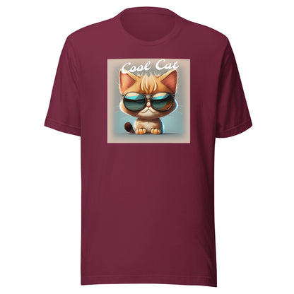 Cool Cat Men's Funny T-Shirt Maroon