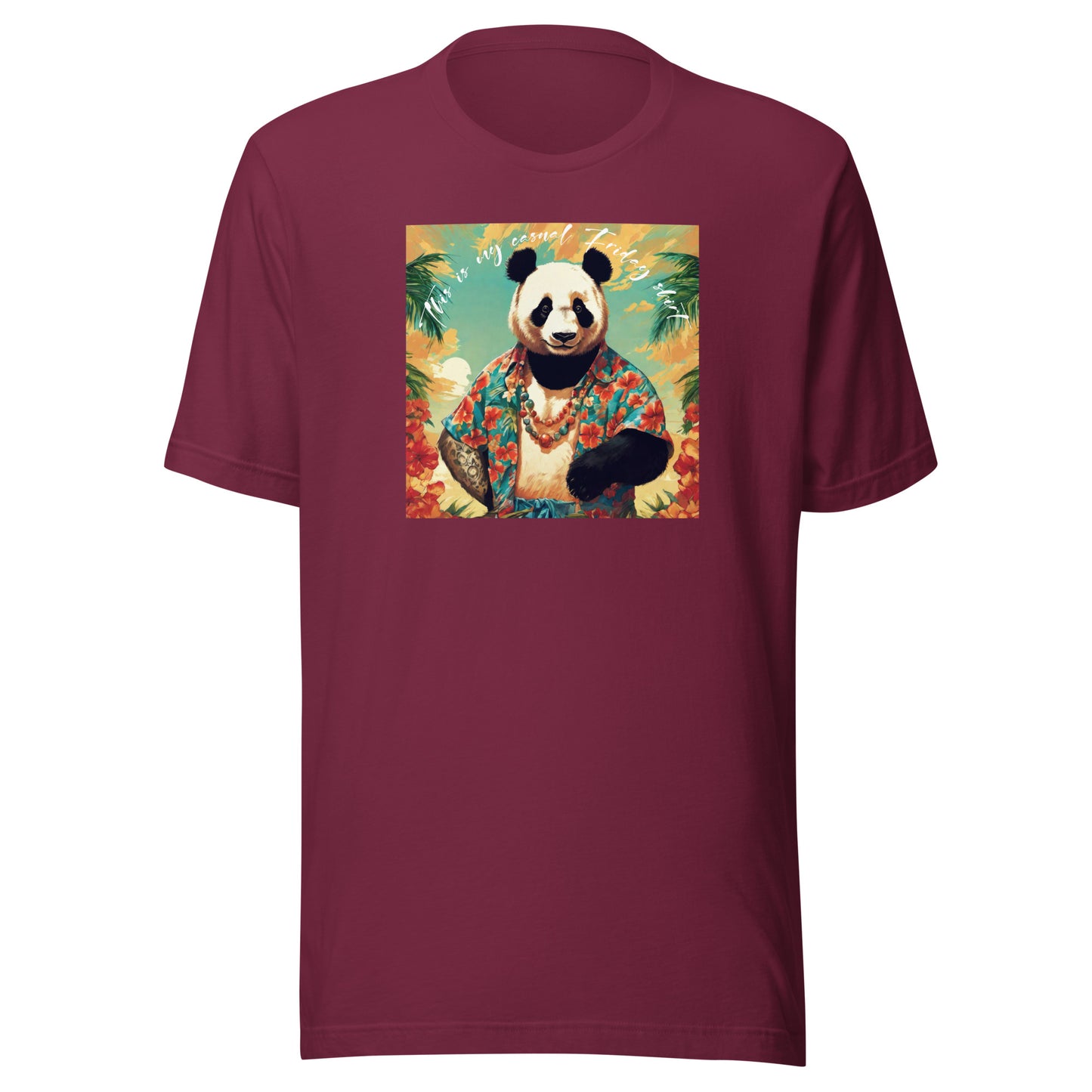 Casual Friday Panda Men's Funny T-Shirt Maroon